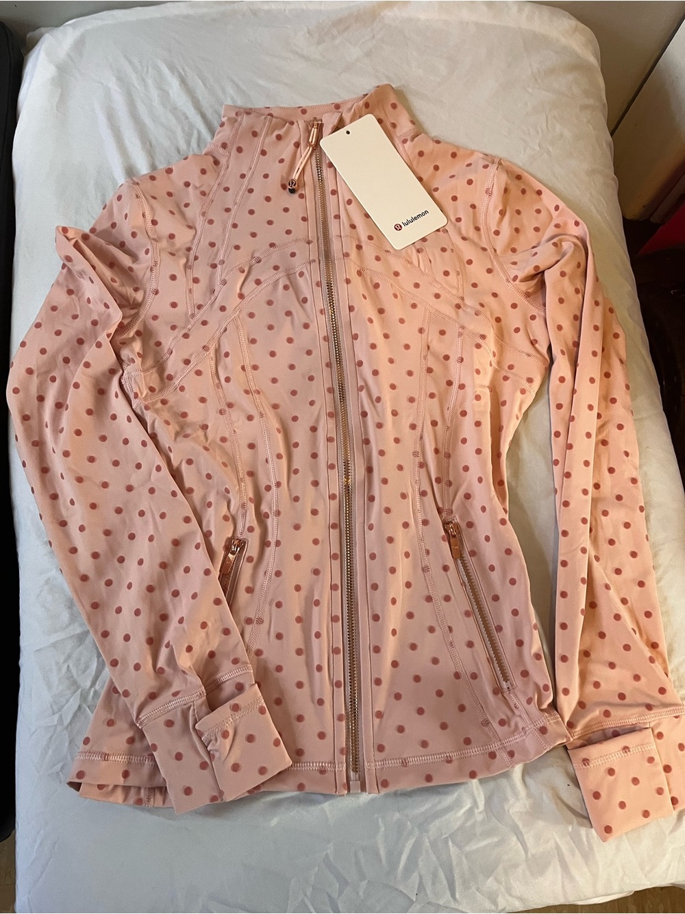 lululemon athletica Pink Polka-Dot Full Zip Bomber Jacket